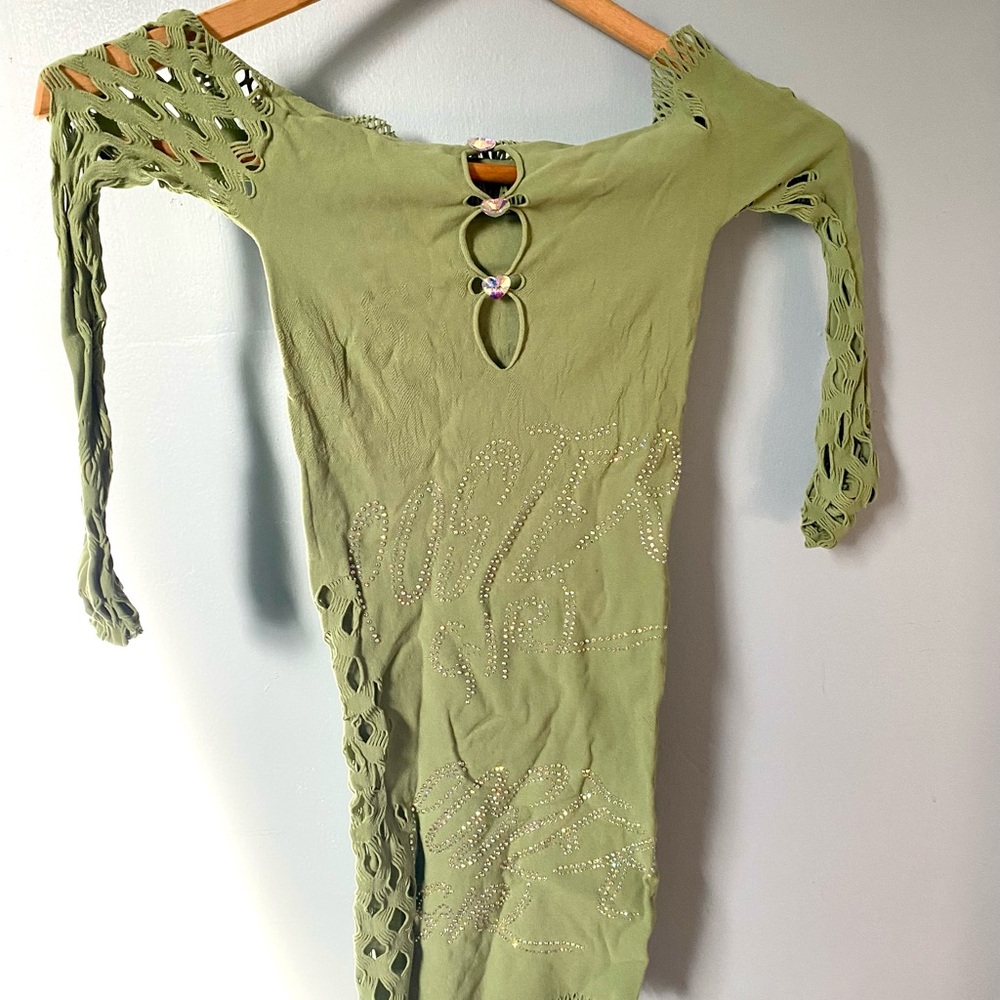 Poster Girl - Green Cutout Dress with Rhinestone Accents